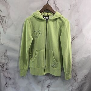 Outdoor Research Hoodie Women Medium Green Embroidered Zip Sweatshirt Dandelion